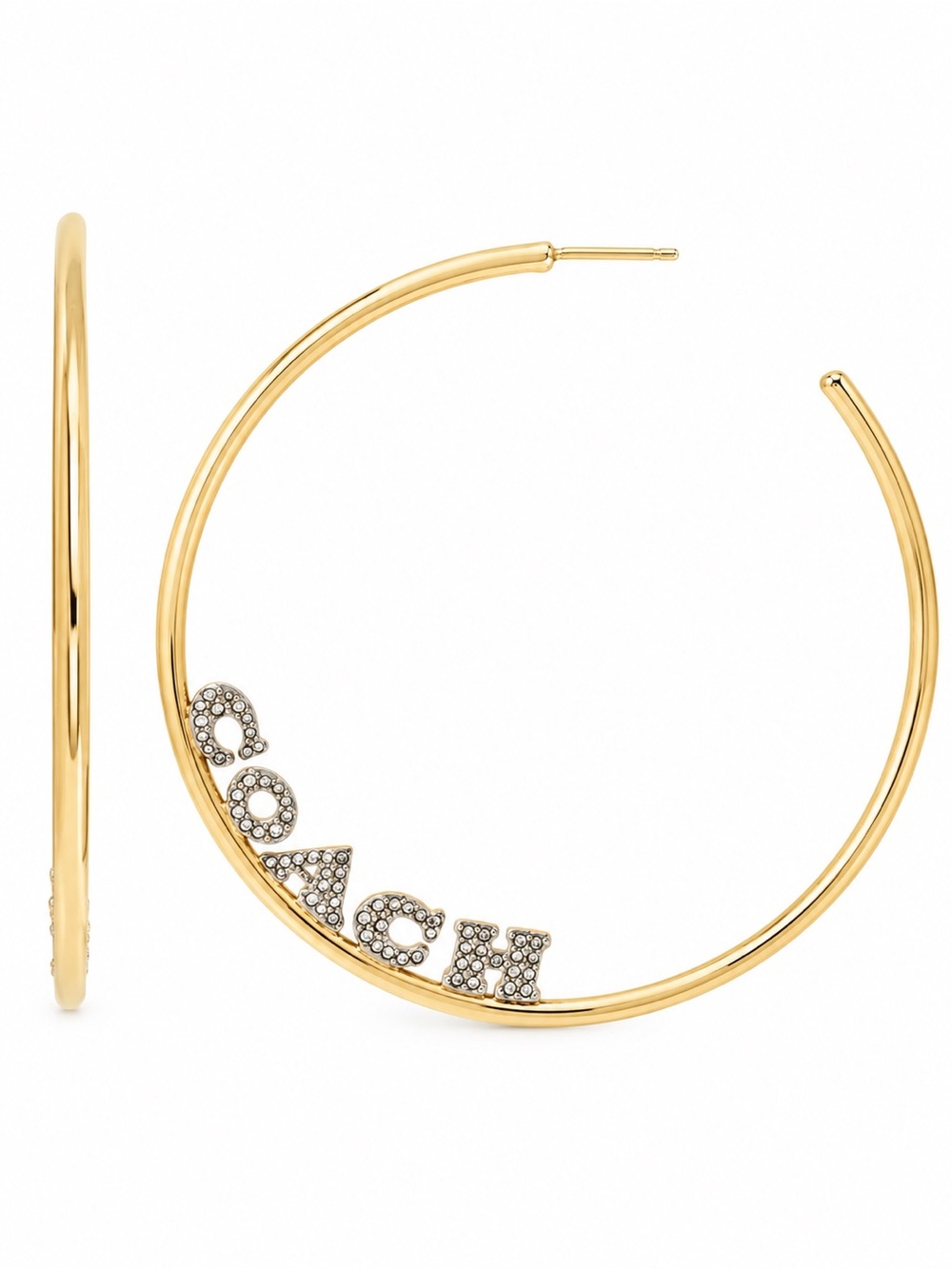 Coach Large Hoops Earrings 3" Limited Edition in Gold.